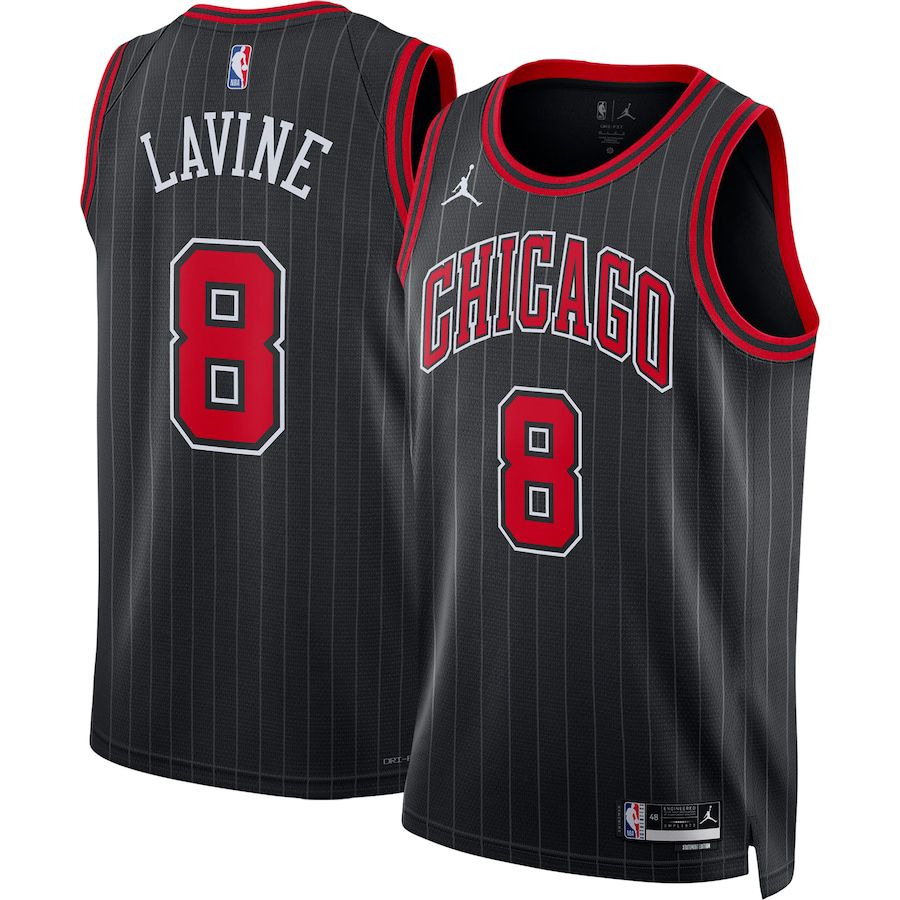 Men Chicago Bulls 8 Zach LaVine Jordan Brand Black 2022-23 Replica Swingman NBA Jersey